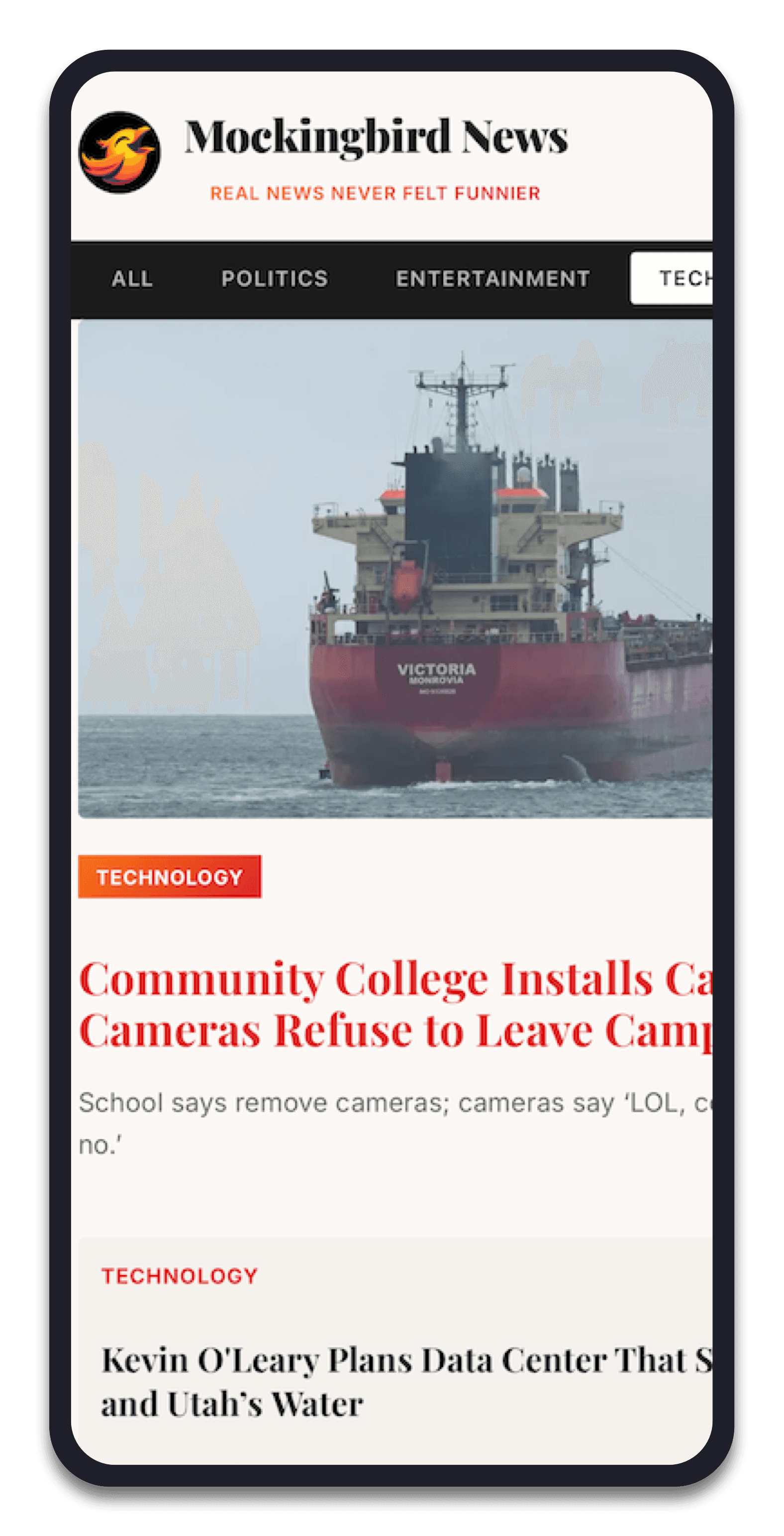 MockingBird News: Homepage — real headlines, rewritten with a laugh.