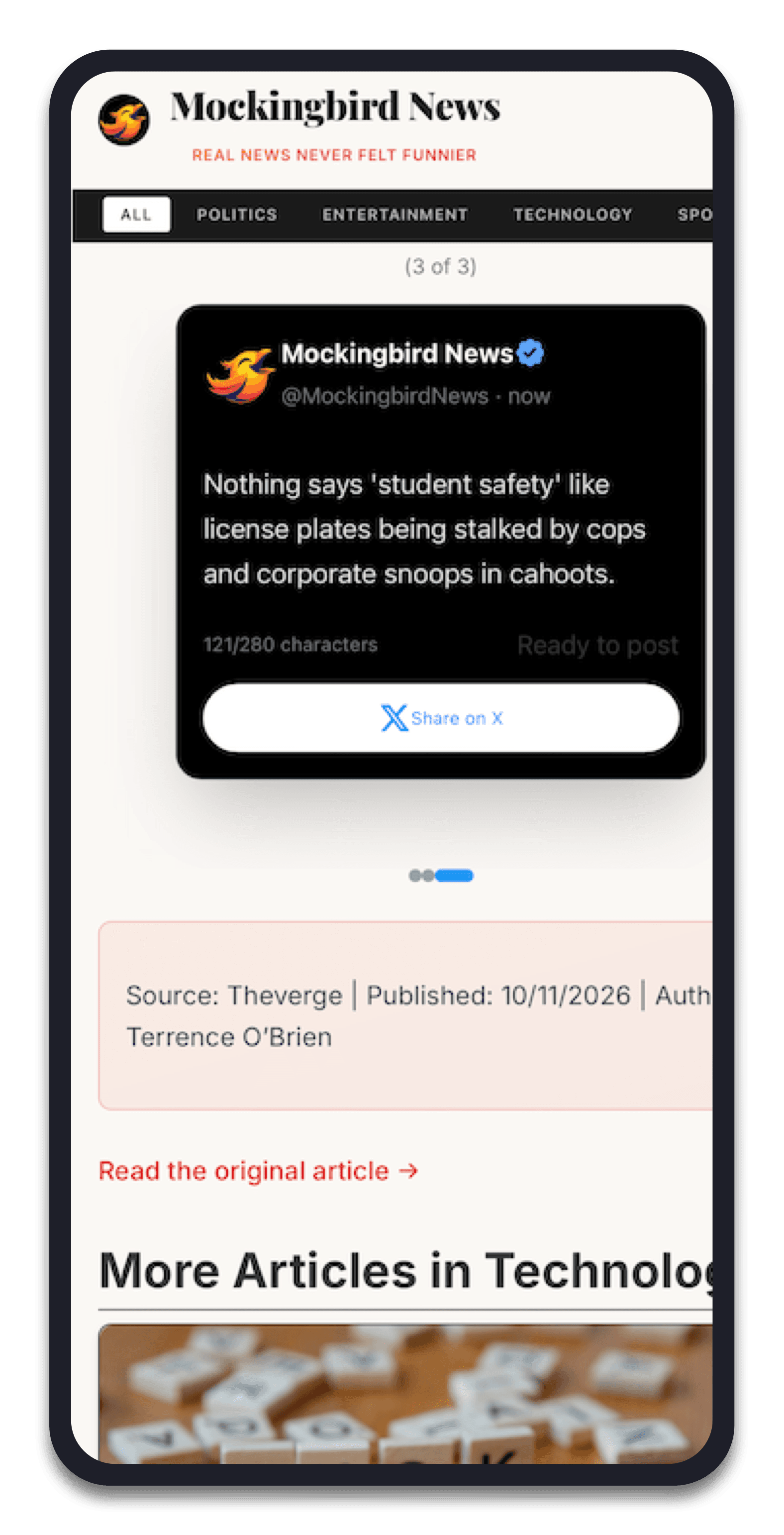 Auto-generated share card, ready to post straight to X.